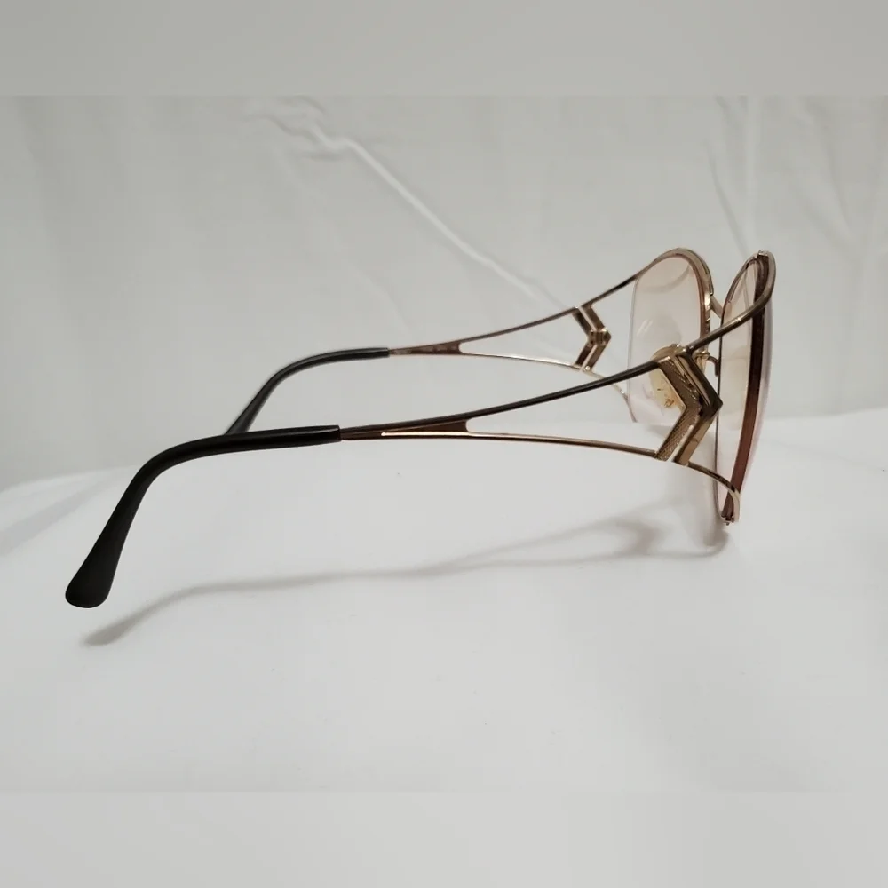 Brand New 90's Vintage Dead Stock Tura 406 Gold Tone & Taupe Eyeglasses
